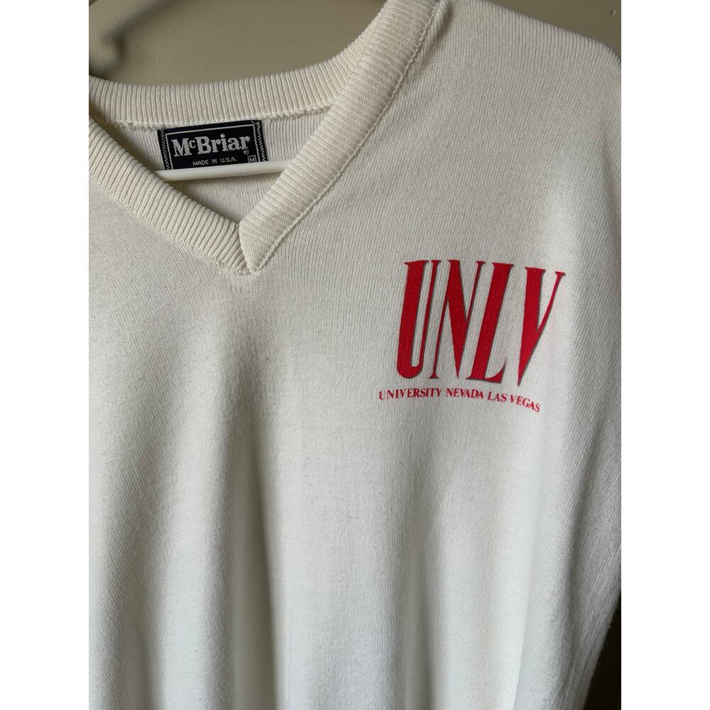 VTG McBriar White UNLV Women's V Neck Pullover Sweater Sz M - Picture 10 of 11